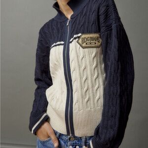 BDG Briar Cable Knit Zip-Up Cardigan
